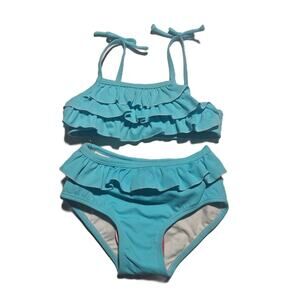 Vintage Gymboree (2004) toddler girls' two-piece solid ruffled tiered bikini